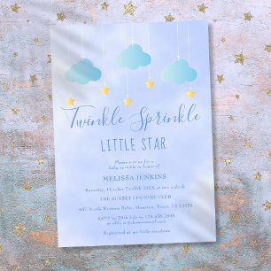 Twinkle Sprinkle Little Star Boy Blue Baby Shower Einladung