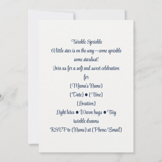 Twinkle Sprinkle | Nachtträume Einladung (Rückseite)