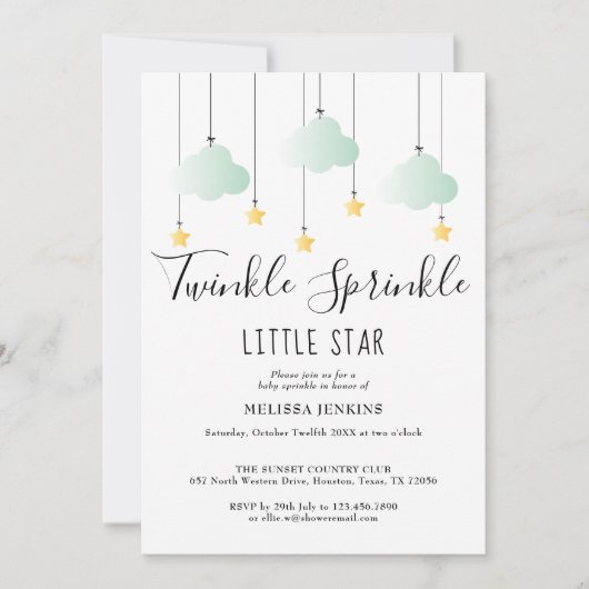 Twinkle Sprinkle neutral in einer Babydusche Einladung (Vorderseite)
