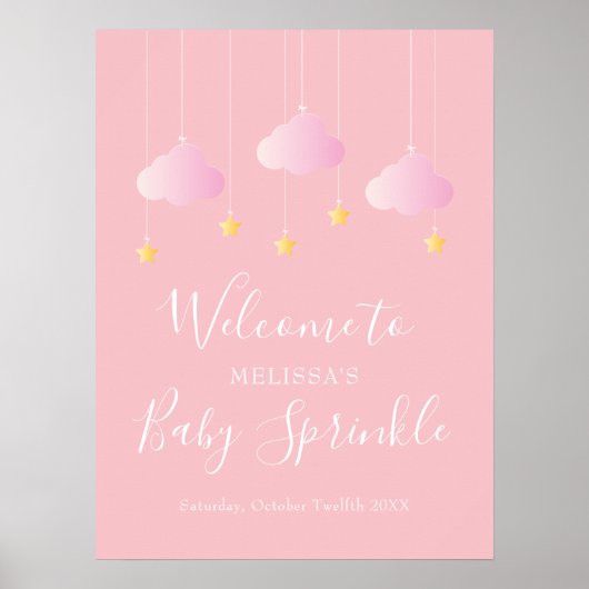 Twinkle Sprinkle Pink Baby Girl Dusche Empfang Poster (Vorne)