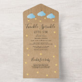 Twinkle Sprinkle Rustic Blue Clouds Babydusche All In One Einladung (Innen Boden)
