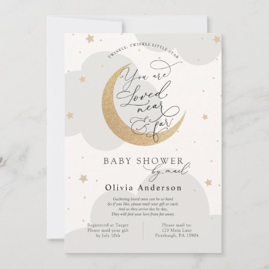 Twinkle Star and Moon Dusche von Mail Einladung (Vorderseite)