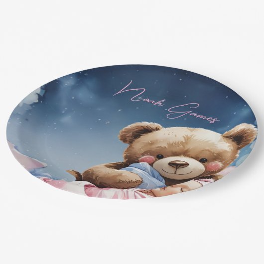 Twinkle Star Baby Boy Paper Plate Pappteller (Schrägansicht)