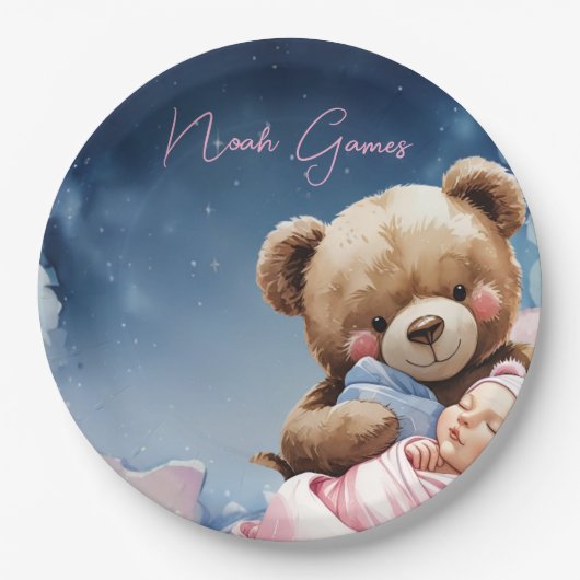 Twinkle Star Baby Boy Paper Plate Pappteller (Vorderseite)