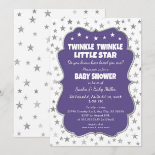 Twinkle Star Baby Shower ultra violette Einladunge Einladung