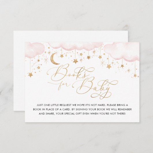Twinkle Star Babyduschbücher für Baby Pink Card Einladung (Vorne/Hinten)