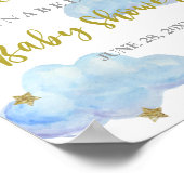 Twinkle Star Blue Clouds Baby Dusche Willkommen Poster (Ecke)