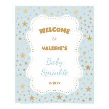 Twinkle Star Blue Gold Babydusche Begrüßungszeiche