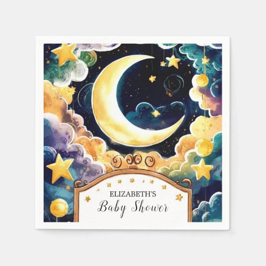 Twinkle Star Boho Celestial Baby Shower Serviette (Vorderseite)