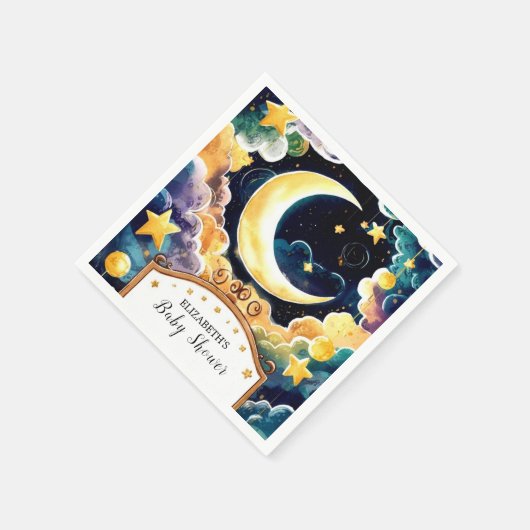 Twinkle Star Boho Celestial Baby Shower Serviette (Ecke)