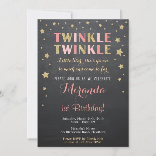Twinkle Star Einladung / Twinkle Twinkle Einladung (Vorderseite)