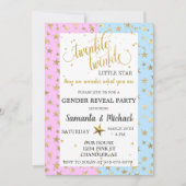 Twinkle Star Gold Metallic Gender Reveal Party Einladung (Vorderseite)