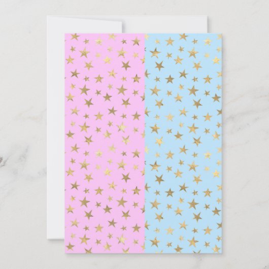 Twinkle Star Gold Metallic Gender Reveal Party Einladung (Rückseite)