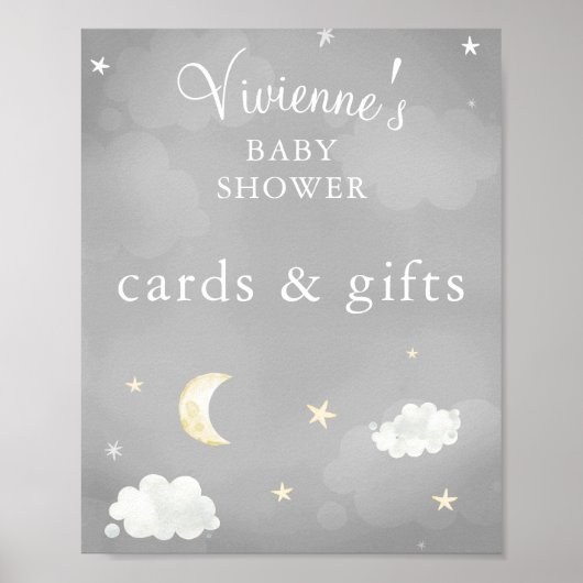 Twinkle Star Gray Baby Duschkarten & Geschenke Poster (Vorne)
