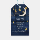 Twinkle Star Moon Navy Blue Gold Baby Boy Dusche Geschenkanhänger (Rückseite)