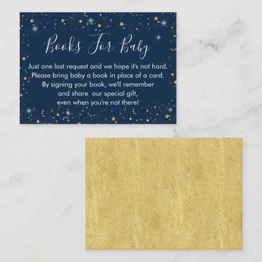Twinkle Star Navy & Gold Book Request Cards Begleitkarte (Vorne/Hinten)