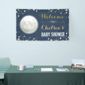 Twinkle Star Navy Gold Moon Babydusche Hintergrun Banner (Messeveranstaltung)