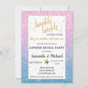 Twinkle Star Ombre Glitzer Gender Reveal Party Einladung