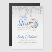 TWINKLE Star Tropfen Glitzer Woodland Deer BAPTISM Magnetkarte (Vorne/Hinten)