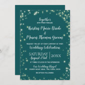 Twinkle Stars Aquamarin Sparkle Wedding Einladung (Vorne/Hinten)