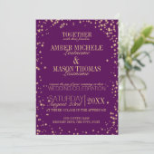 Twinkle Stars Gold Sparkle Wedding Einladung (Stehend Vorderseite)