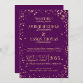 Twinkle Stars Gold Sparkle Wedding Einladung (Vorne/Hinten)