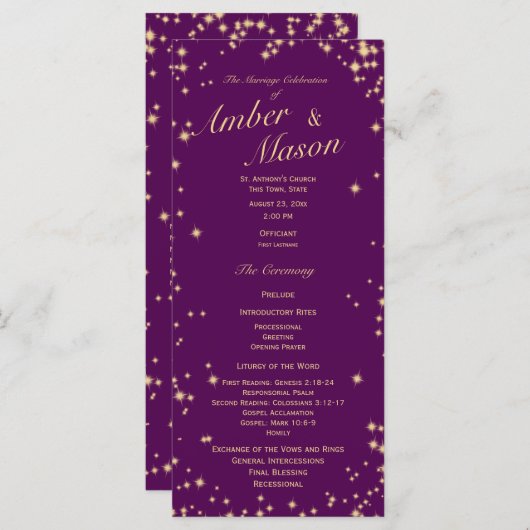 Twinkle Stars Lila und Goldsparkle Programm (Vorne/Hinten)