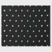 Twinkle Stars Schwarz-weißes monochromes Muster Geschenkpapier (Flach)
