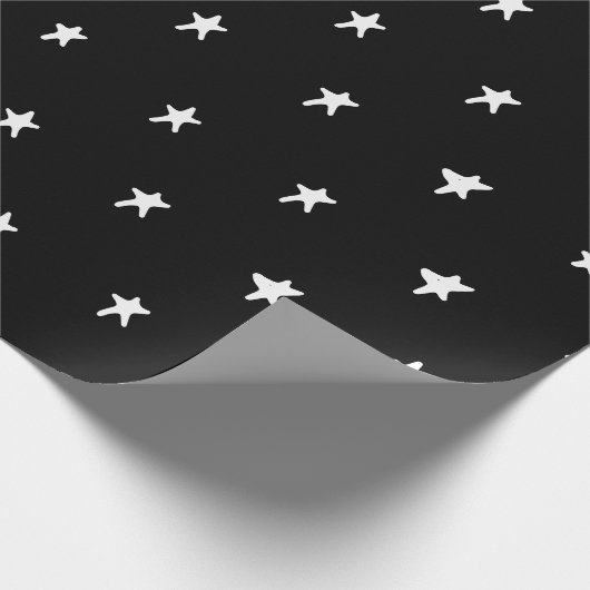 Twinkle Stars Schwarz-weißes monochromes Muster Geschenkpapier (Ecke)