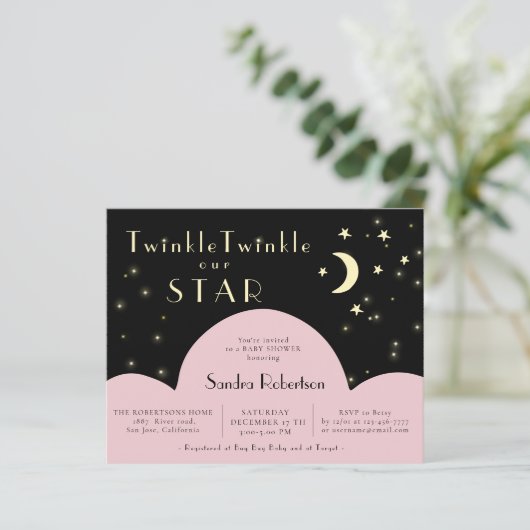 Twinkle Stars Shining | Black Budget Baby Dusche (Stehend Vorderseite)