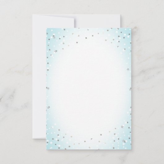 Twinkle Stars und Cross Blue Baby Boy Taufe UAWG Einladung (Rückseite)