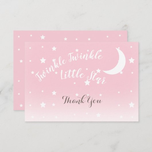Twinkle Stern Rosa Danke Notizzettel Mitteilungskarte (Vorne/Hinten)