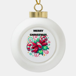 Twinkle Tied: Candy Cane Cheer Keramik Kugel-Ornament
