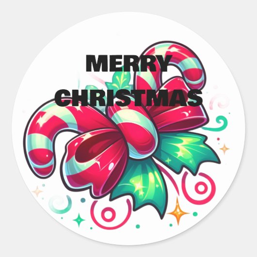 Twinkle Tied: Candy Cane Cheer Runder Aufkleber (Vorderseite)