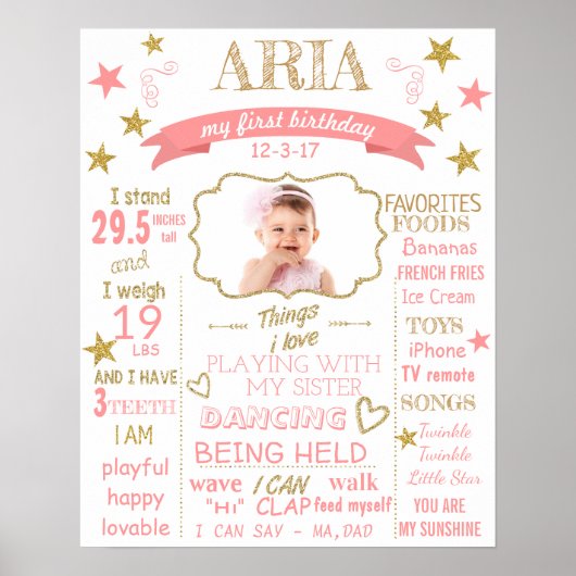 Twinkle Tiwnkle Little Star Geburtstagsschild Poster (Vorne)