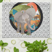 TWINKLE-TOES SAFARI-Elefantenküchenhandtuch Geschirrtuch (Gefaltet)