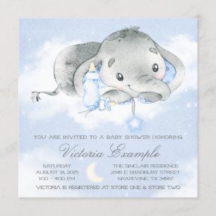 Twinkle Twinkle Baby Boy Elefant Baby Shower Einladung