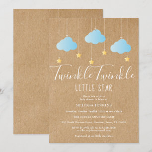 Twinkle Twinkle Baby Boy Shower / Sprinkle Rustika Einladung