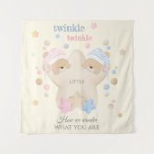 Twinkle Twinkle Baby Gender Reveal Teddy Bear Wandteppich (Vorderseite)