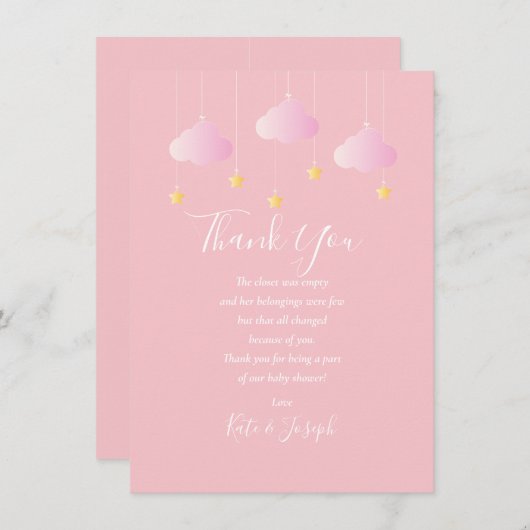 Twinkle Twinkle Baby Girl Danke, Gedicht Dankeskarte (Vorne/Hinten)