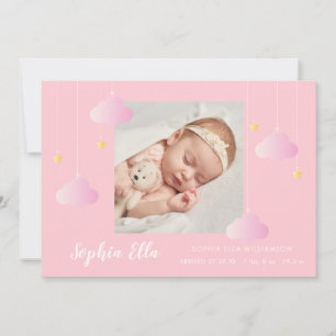 Twinkle Twinkle Baby Girl Hübsche Pink Foto Geburt Ankündigung