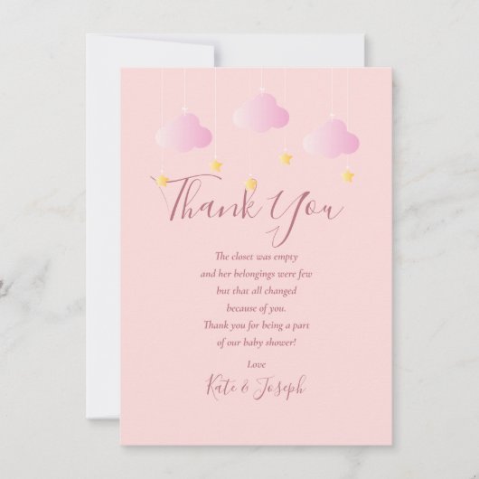 Twinkle Twinkle Baby Girl Pink Danke Gedicht (Vorderseite)