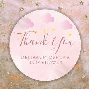 Twinkle Twinkle Baby Shower Soft Pink Danke Runder Aufkleber