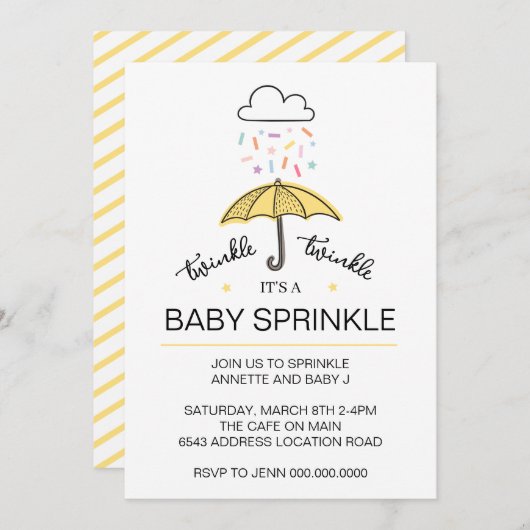 Twinkle twinkle baby sprinkle gender gender neutra einladung (Vorne/Hinten)