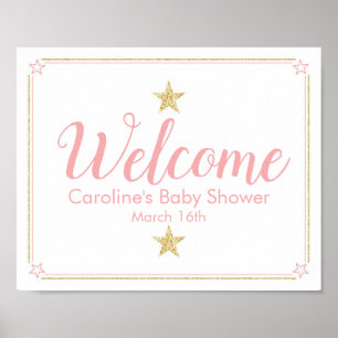 Twinkle Twinkle Babydusche Begrüßung Schild Rosa G