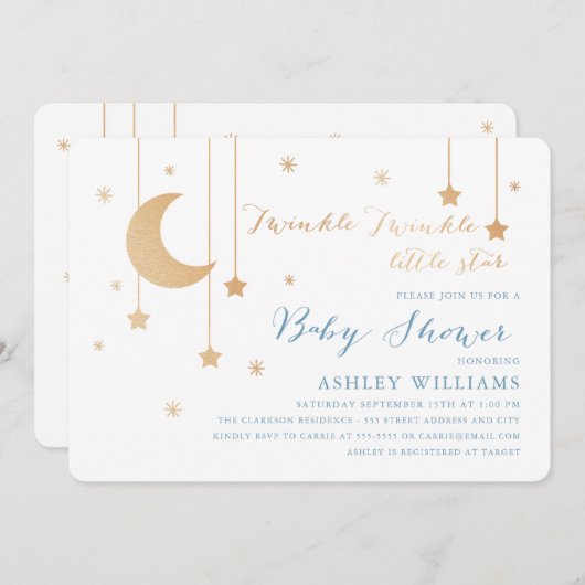 Twinkle Twinkle Babydusche Einladung (Vorne/Hinten)