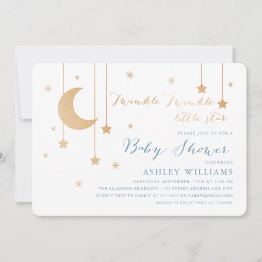Twinkle Twinkle Babydusche Einladung (Vorderseite)