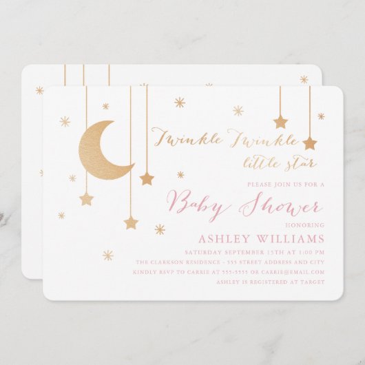 Twinkle Twinkle Babydusche Einladung (Vorne/Hinten)