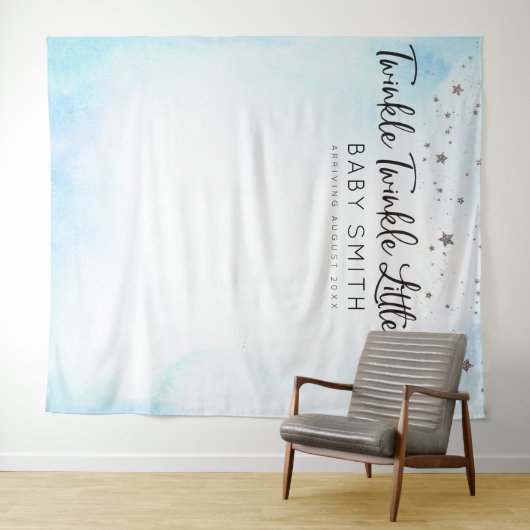 Twinkle Twinkle Babydusche Hintergrund Blau Wandteppich (Beispiel (Horizontal))