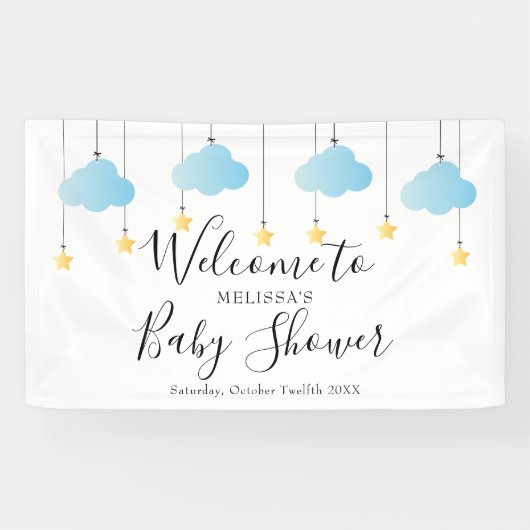 Twinkle Twinkle Blue Boy Baby Dusche Empfang Banner (Horizontal)